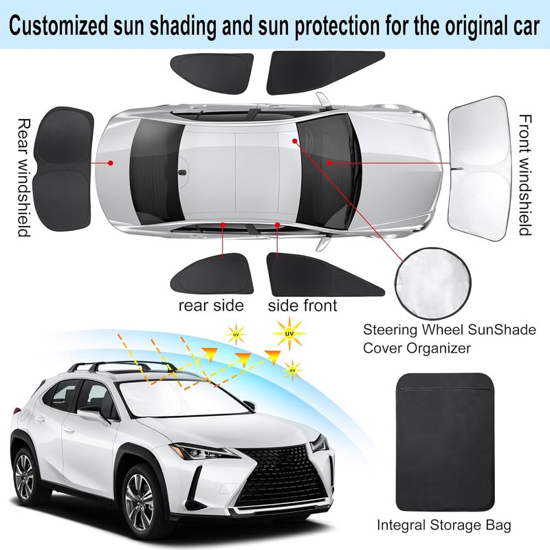 TINGLU Window Shades for Lexus UX 2019-2024 2025 Accessories Car Side Full Windows Windshield Sun Shade Sun UV Rays & Privacy Protection for Camping,Napping,and Relaxing 6PCS - Image 3
